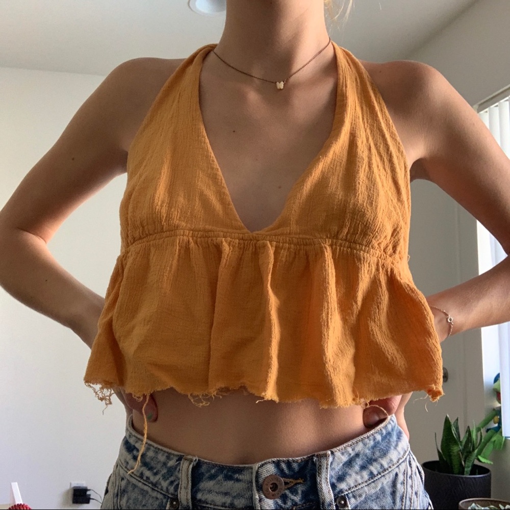 Cropped tank top tied boho hippie shirt